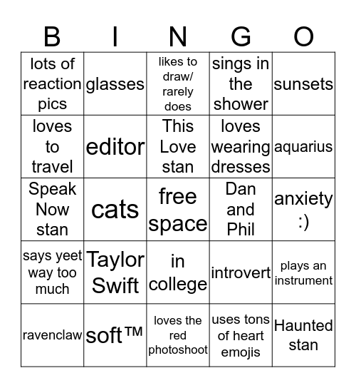 Monica (headlightsshine) bingo Card