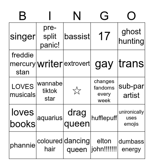 spen bingo!!!! Bingo Card