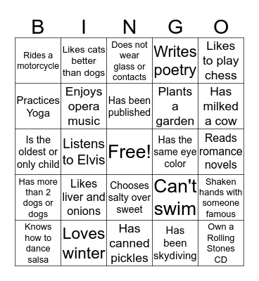 Welcome Back Bingo Card