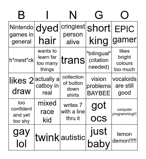 how similar are you to raymond "raymondunlimited" lastname Bingo Card