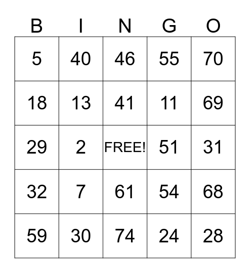 Family Reading Night Bingo Card