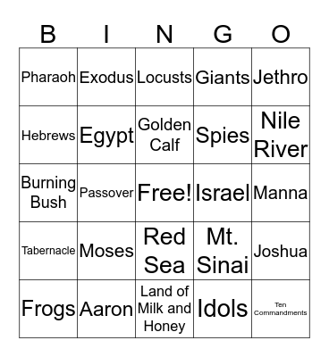 BIBLE BINGO Card