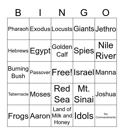 BIBLE BINGO Card