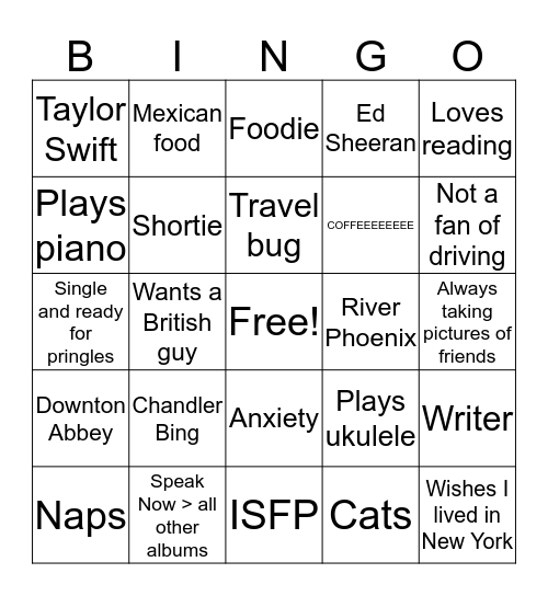 Becca’s Bingo  Bingo Card