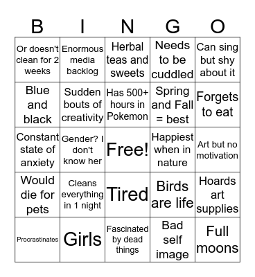 How Similar are You to Rainbowkitten Bingo Card