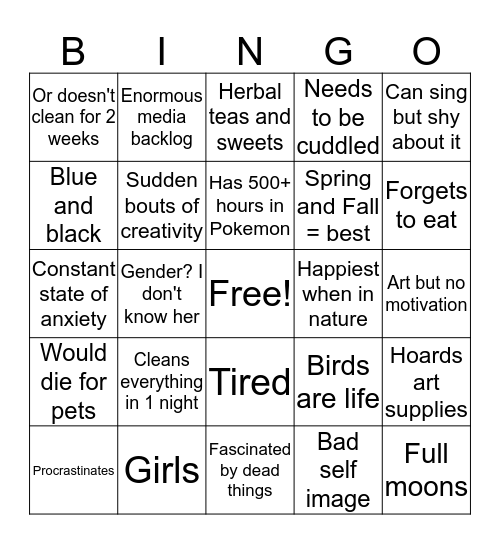 How Similar are You to Rainbowkitten Bingo Card