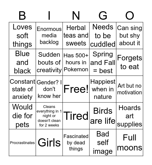 How Similar are You to Rainbowkitten Bingo Card