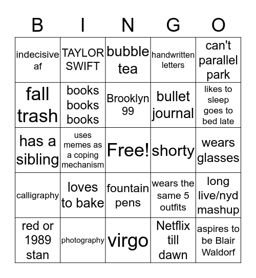 calmtaylorswift (camelley) Bingo Card