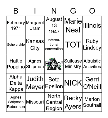Founders Day Bingo Card