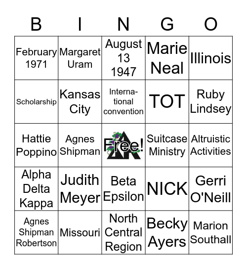 Founders Day Bingo Card