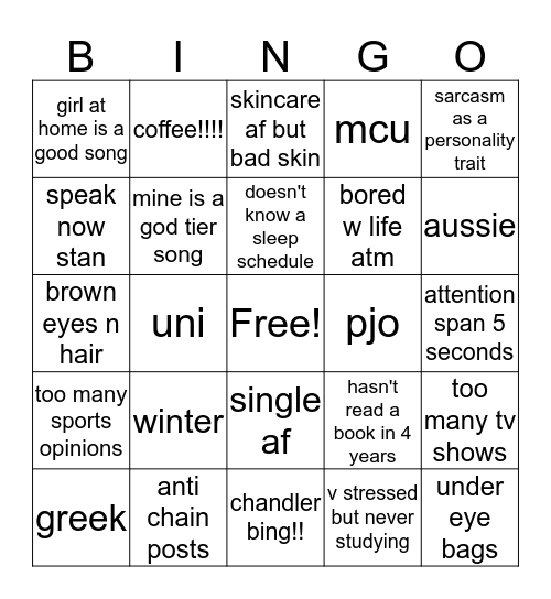 how similar are you to niki @anotherlikeme Bingo Card