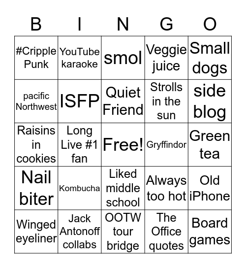 How much do you have in common with singinlonglive (Vanessa)? Bingo Card