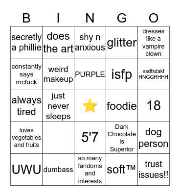 MY Bingo Card
