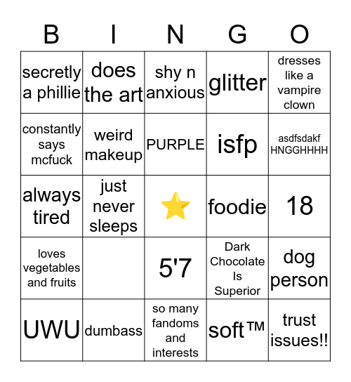 MY Bingo Card