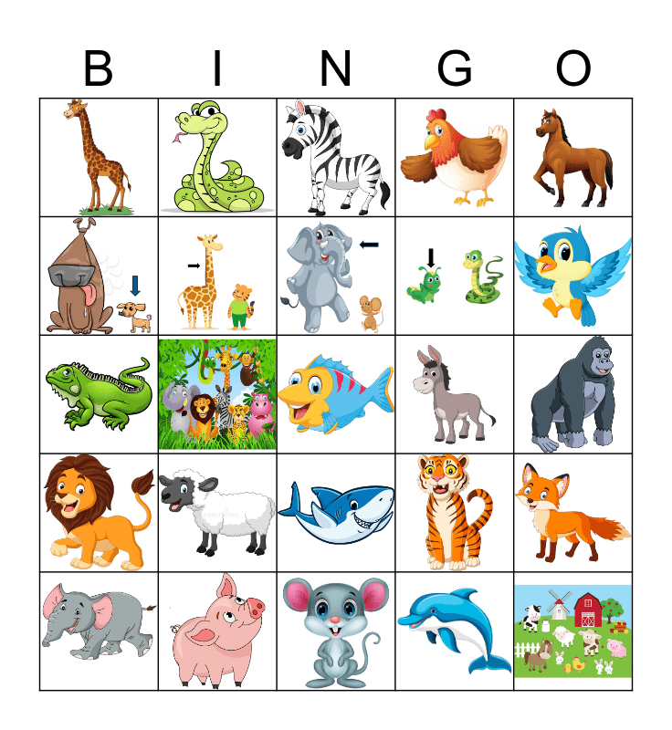 Animals Bingo Card