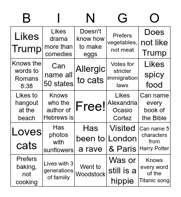 Birthday Bingo Card