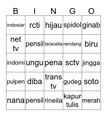 Untitled Bingo Card