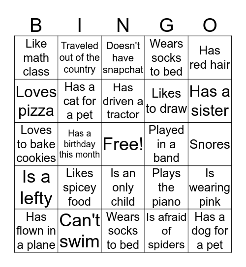 NERSBA BINGO  Bingo Card