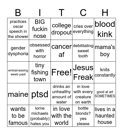 how similar are you to asher? Bingo Card