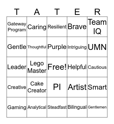 Tate’s Graduation Bingo Card