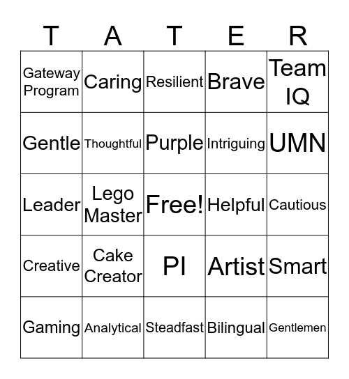 Tate’s Graduation Bingo Card