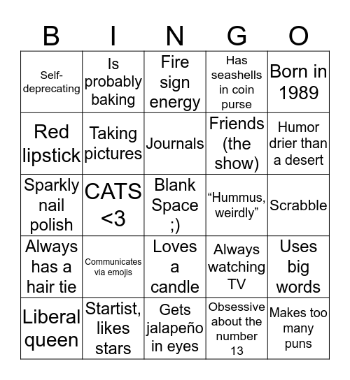 How similar are you to Taylor (taylorswift) Bingo Card