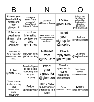 #NBLUniv Bingo Card