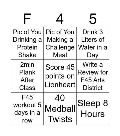 Challenge Bingo Card