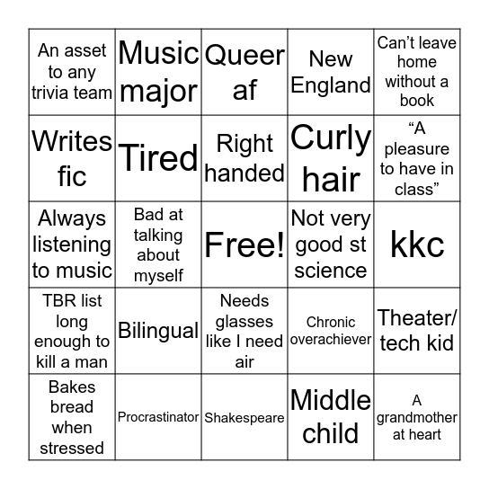 How similar are you to Natalie? Bingo Card