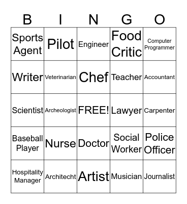 Career Bingo Card