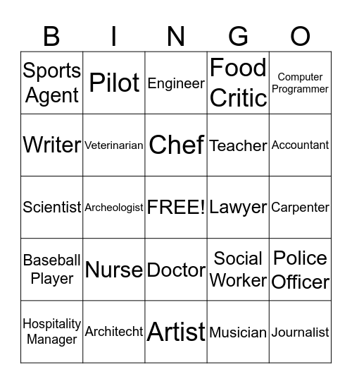 Career Bingo Card