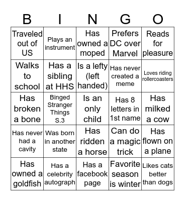 XC Team Camo Bingo Card