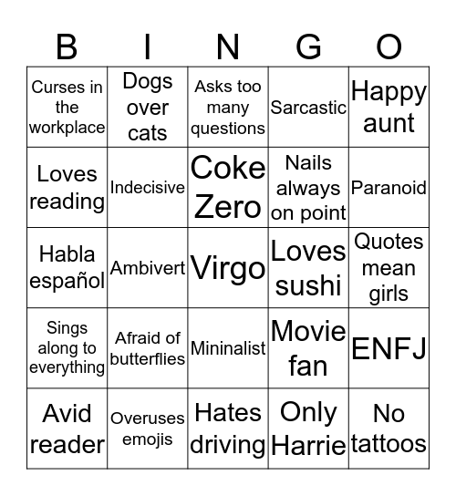 Ana’s Bingo Card