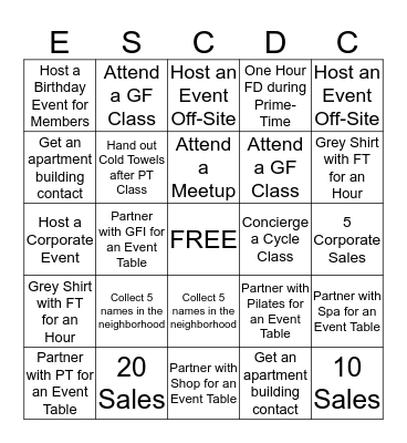 ESCDC Lead Generation Bingo Card