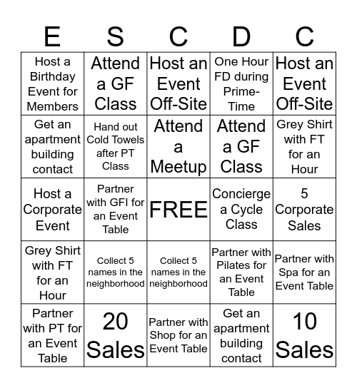 ESCDC Lead Generation Bingo Card