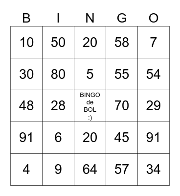 Bingo de Bol Bingo Card