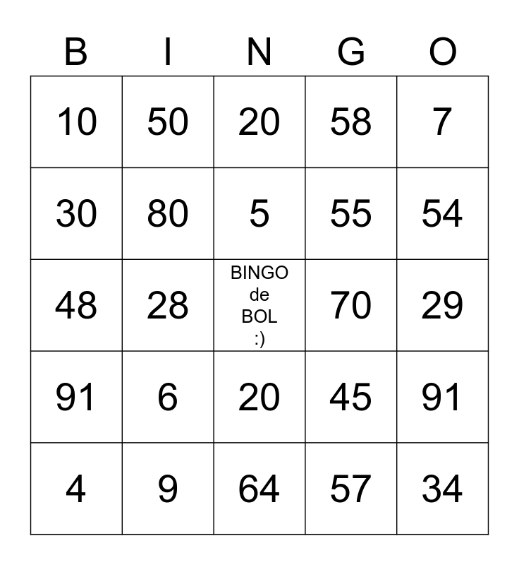 bus Artistiek Niet verwacht Bingo de Bol Bingo Card