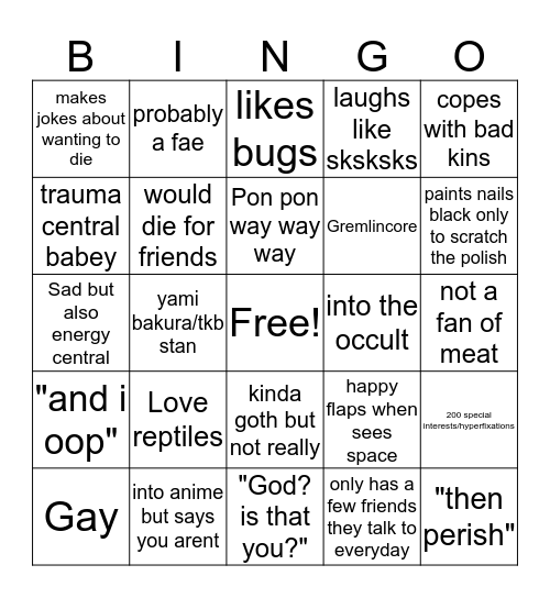 Sam bingo Card