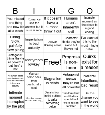 Tropes I use often Bingo Card