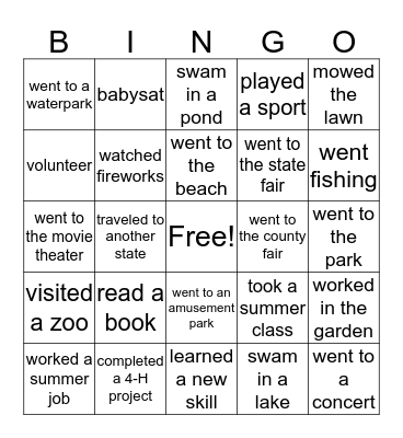 Back to School Bingo Card