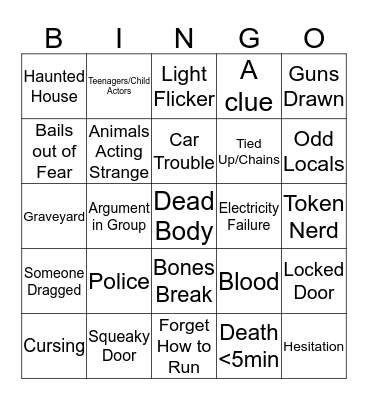 Horror Movie Bingo Card