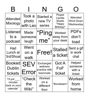 Fun + Resilience Bingo Card
