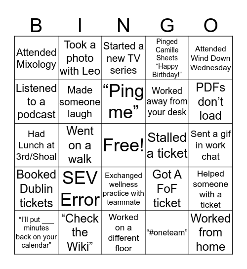 Fun + Resilience Bingo Card