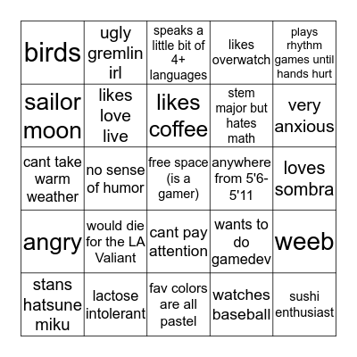 @avizenith bingo Card