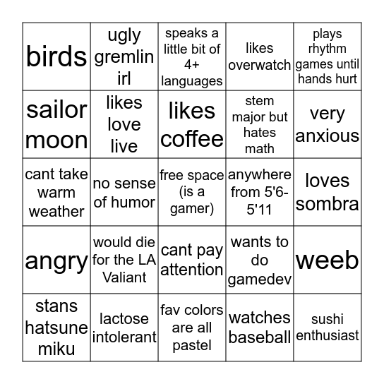 @avizenith bingo Card