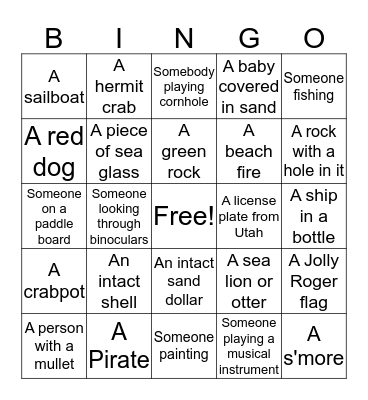 Brookings Beach Trip Bingo 2019 Bingo Card