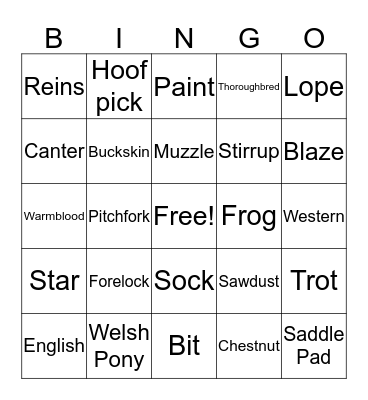 Pony Bingo Card