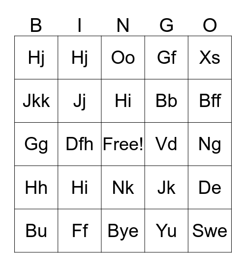 Name That Tune Bingo Card