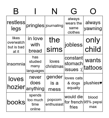 How similar are you to Viktor Bingo Card