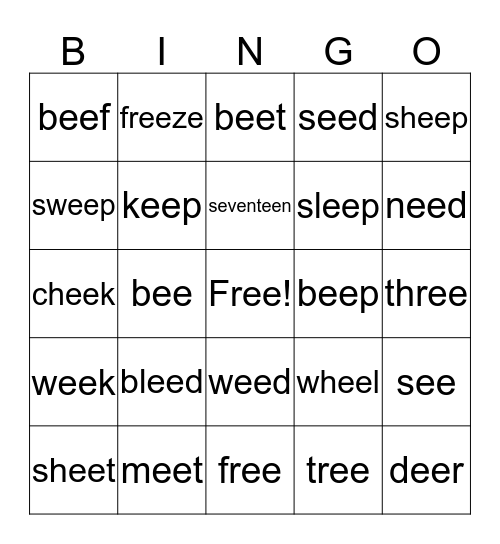 Level 2 Lesson 25 Bingo Card
